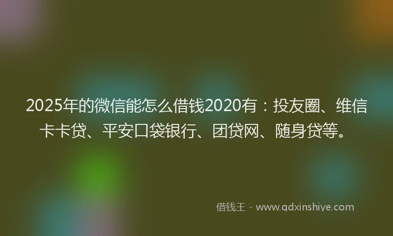 2025年的微信能怎么借钱2020有：投友圈、维信卡卡贷、平安口袋银行、团贷网、随身贷等。