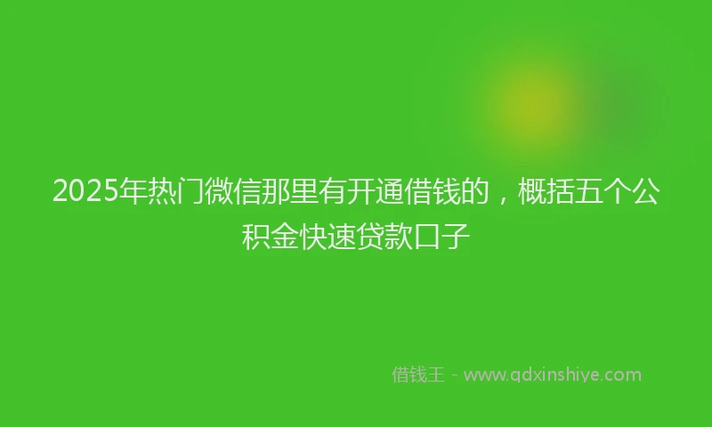 2025年热门微信那里有开通借钱的，概括五个公积金快速贷款口子