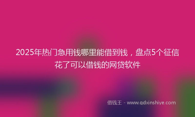 2025年热门急用钱哪里能借到钱，盘点5个征信花了可以借钱的网贷软件