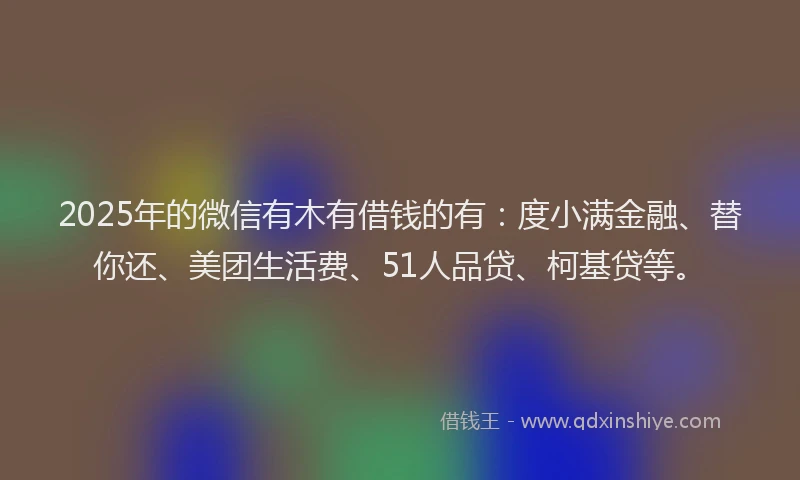 2025年的微信有木有借钱的有：度小满金融、替你还、美团生活费、51人品贷、柯基贷等。