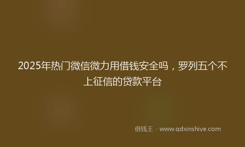 2025年热门微信微力用借钱安全吗，罗列五个不上征信的贷款平台