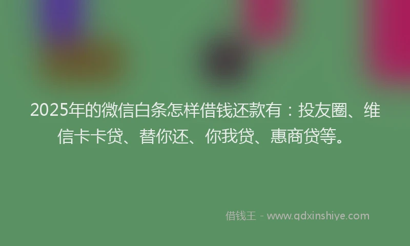 2025年的微信白条怎样借钱还款有：投友圈、维信卡卡贷、替你还、你我贷、惠商贷等。