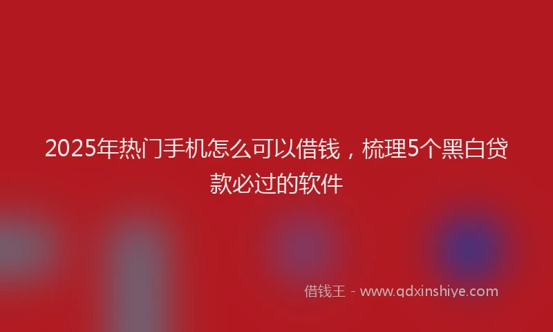 2025年热门手机怎么可以借钱，梳理5个黑白贷款必过的软件