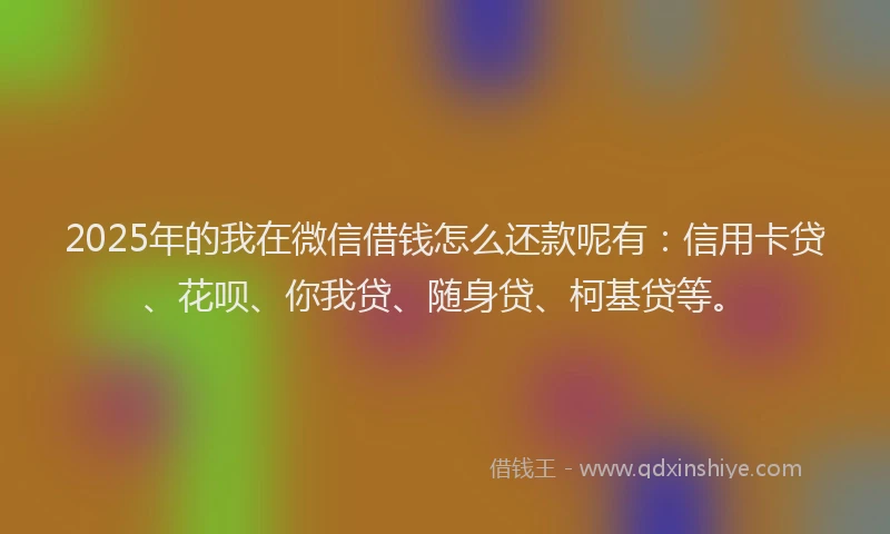 2025年的我在微信借钱怎么还款呢有：信用卡贷、花呗、你我贷、随身贷、柯基贷等。