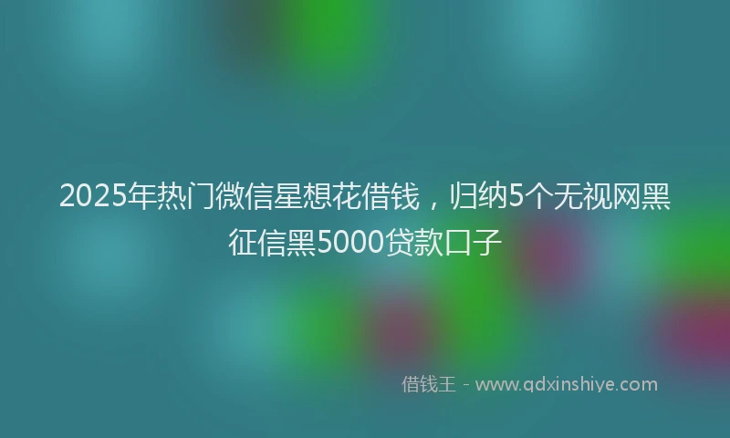 2025年热门微信星想花借钱，归纳5个无视网黑征信黑5000贷款口子