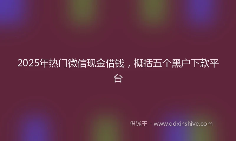 2025年热门微信现金借钱，概括五个黑户下款平台