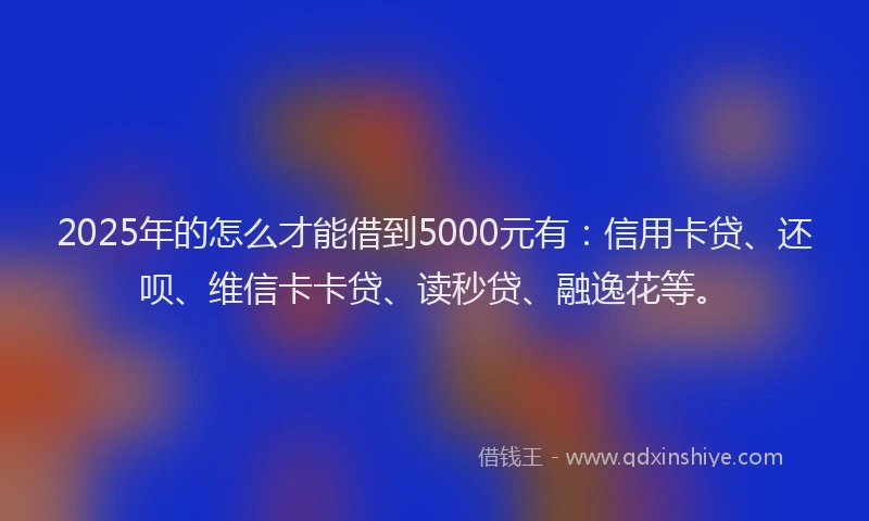 2025年的怎么才能借到5000元有：信用卡贷、还呗、维信卡卡贷、读秒贷、融逸花等。