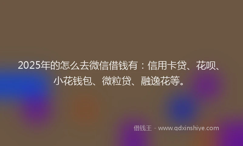2025年的怎么去微信借钱有：信用卡贷、花呗、小花钱包、微粒贷、融逸花等。