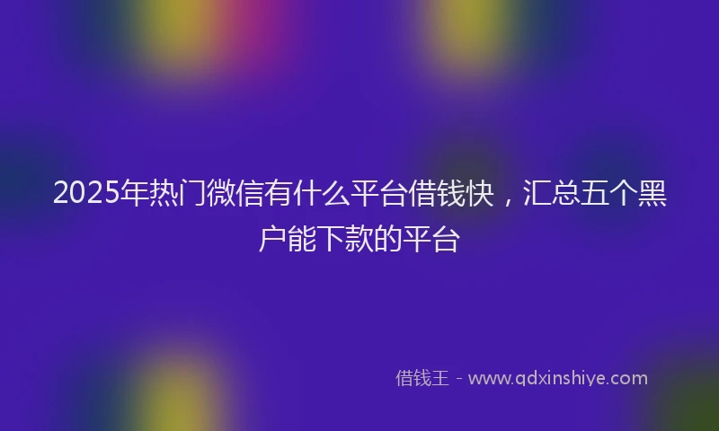 2025年热门微信有什么平台借钱快，汇总五个黑户能下款的平台