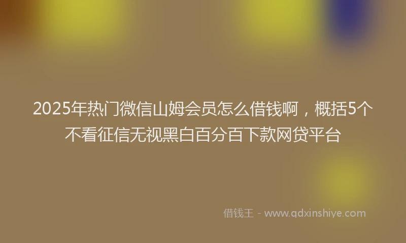 2025年热门微信山姆会员怎么借钱啊，概括5个不看征信无视黑白百分百下款网贷平台