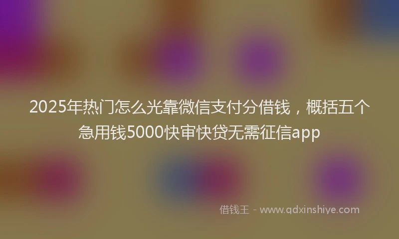 2025年热门怎么光靠微信支付分借钱，概括五个急用钱5000快审快贷无需征信app