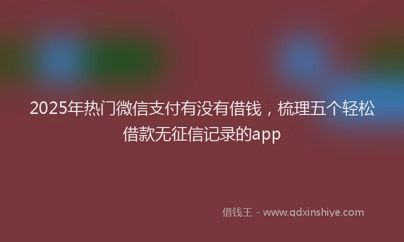 2025年热门微信支付有没有借钱，梳理五个轻松借款无征信记录的app