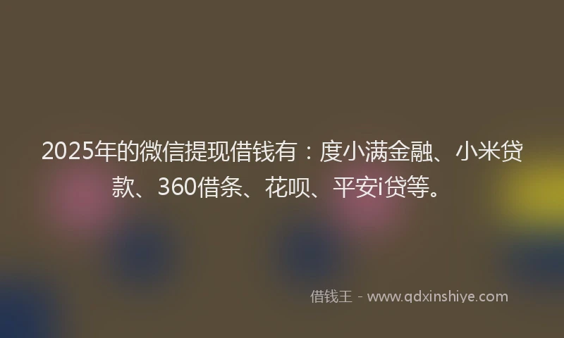 2025年的微信提现借钱有：度小满金融、小米贷款、360借条、花呗、平安i贷等。
