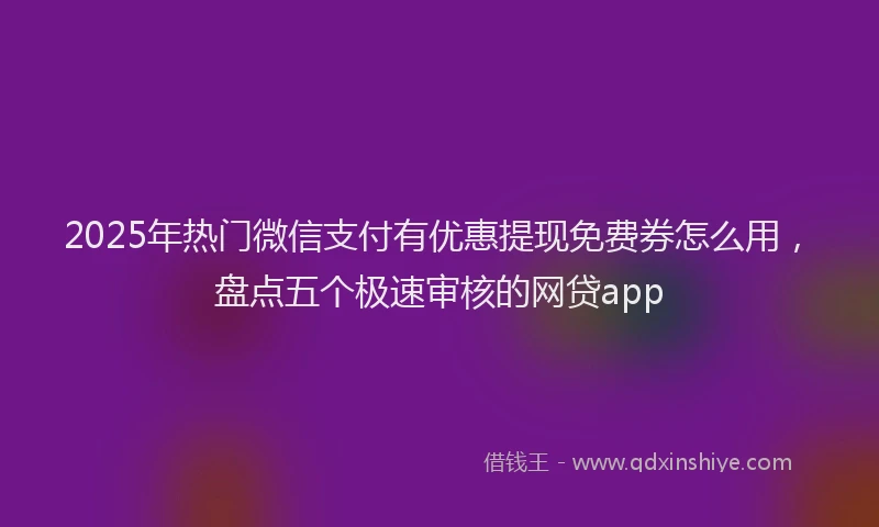 2025年热门微信支付有优惠提现免费券怎么用，盘点五个极速审核的网贷app