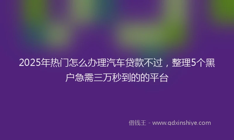 2025年热门怎么办理汽车贷款不过，整理5个黑户急需三万秒到的的平台