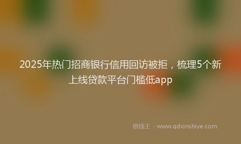 2025年热门招商银行信用回访被拒，梳理5个新上线贷款平台门槛低app