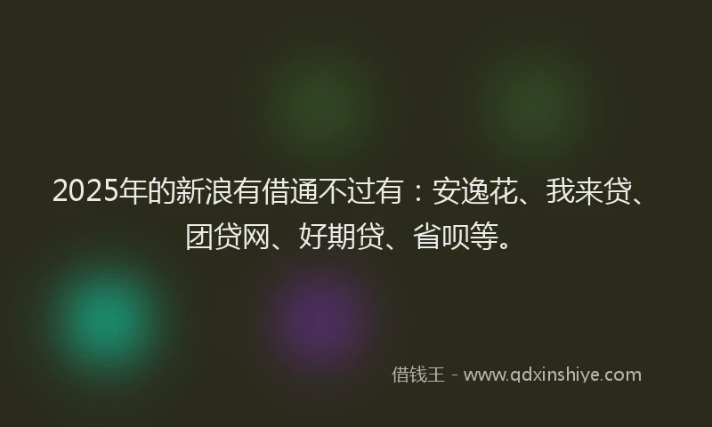 2025年的新浪有借通不过有：安逸花、我来贷、团贷网、好期贷、省呗等。