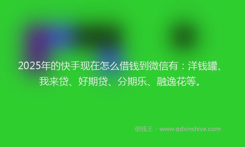 2025年的快手现在怎么借钱到微信有：洋钱罐、我来贷、好期贷、分期乐、融逸花等。