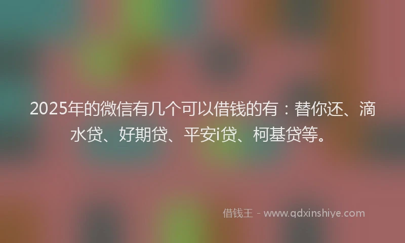 2025年的微信有几个可以借钱的有：替你还、滴水贷、好期贷、平安i贷、柯基贷等。