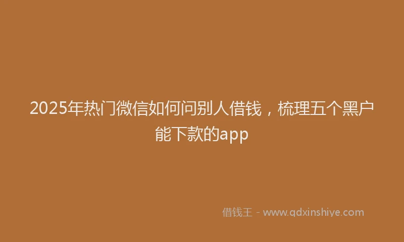 2025年热门微信如何问别人借钱，梳理五个黑户能下款的app