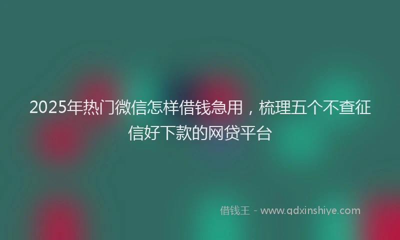 2025年热门微信怎样借钱急用，梳理五个不查征信好下款的网贷平台