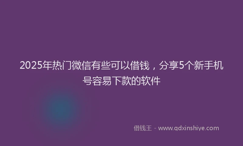 2025年热门微信有些可以借钱，分享5个新手机号容易下款的软件