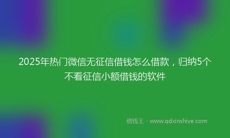 2025年热门微信无征信借钱怎么借款，归纳5个不看征信小额借钱的软件