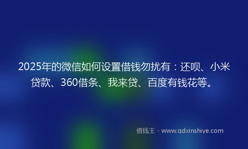 2025年的微信如何设置借钱勿扰有：还呗、小米贷款、360借条、我来贷、百度有钱花等。