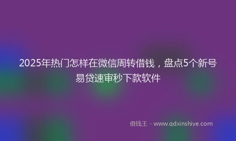 2025年热门怎样在微信周转借钱，盘点5个新号易贷速审秒下款软件
