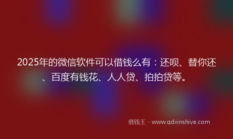 2025年的微信软件可以借钱么有：还呗、替你还、百度有钱花、人人贷、拍拍贷等。