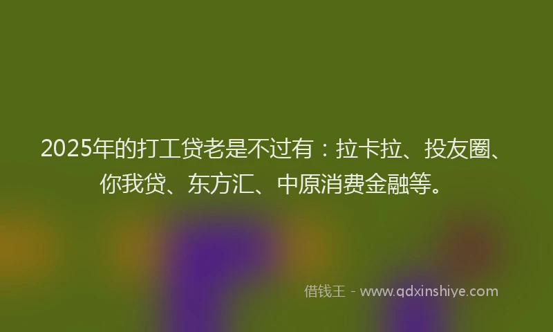2025年的打工贷老是不过有：拉卡拉、投友圈、你我贷、东方汇、中原消费金融等。