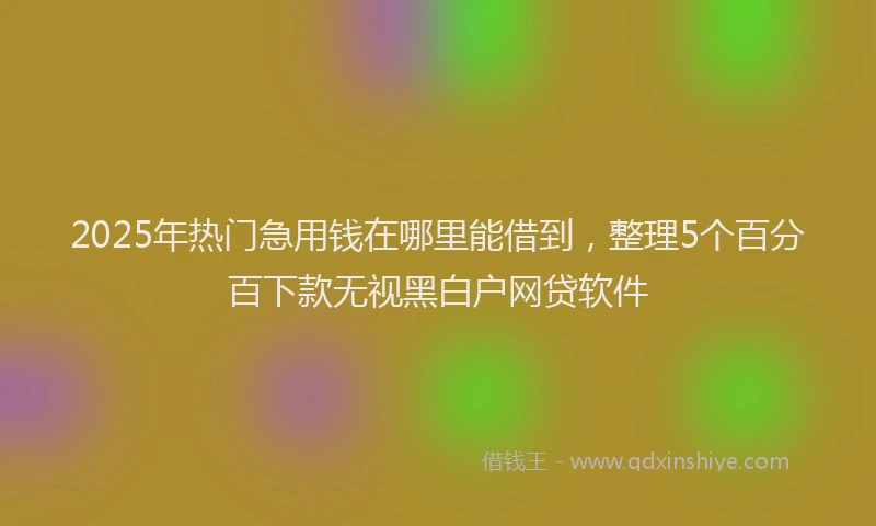 2025年热门急用钱在哪里能借到，整理5个百分百下款无视黑白户网贷软件