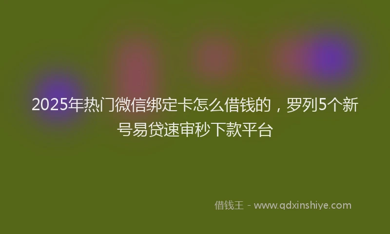 2025年热门微信绑定卡怎么借钱的，罗列5个新号易贷速审秒下款平台