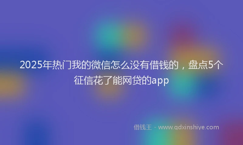 2025年热门我的微信怎么没有借钱的，盘点5个征信花了能网贷的app