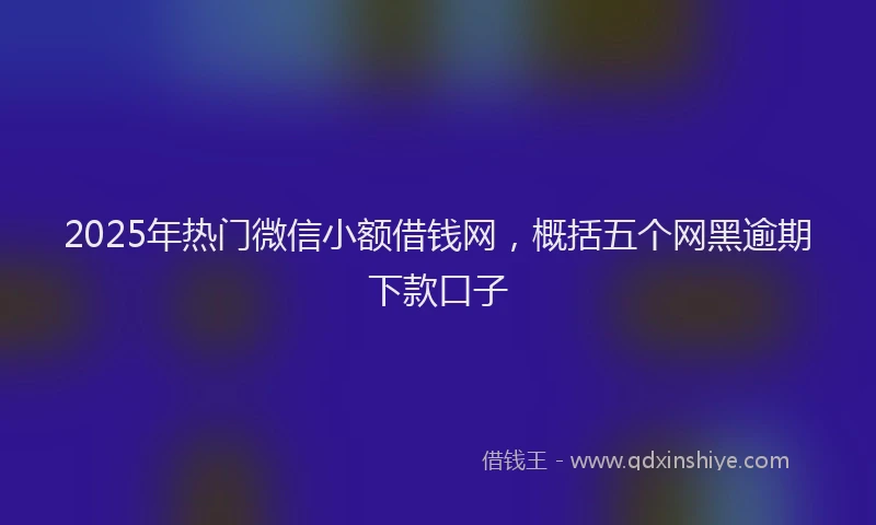 2025年热门微信小额借钱网，概括五个网黑逾期下款口子