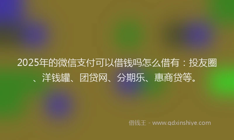 2025年的微信支付可以借钱吗怎么借有：投友圈、洋钱罐、团贷网、分期乐、惠商贷等。