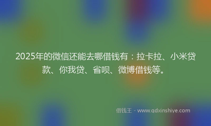 2025年的微信还能去哪借钱有：拉卡拉、小米贷款、你我贷、省呗、微博借钱等。