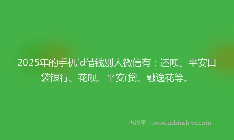 2025年的手机id借钱别人微信有：还呗、平安口袋银行、花呗、平安i贷、融逸花等。