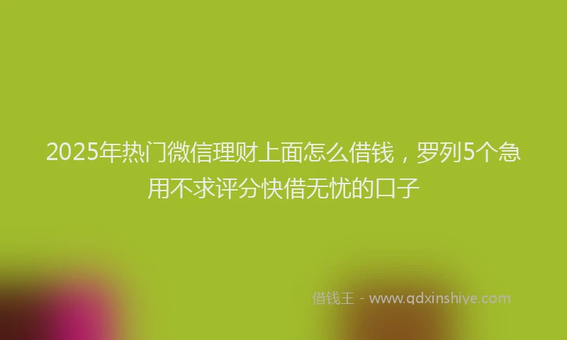 2025年热门微信理财上面怎么借钱，罗列5个急用不求评分快借无忧的口子
