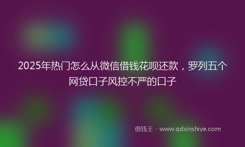 2025年热门怎么从微信借钱花呗还款，罗列五个网贷口子风控不严的口子