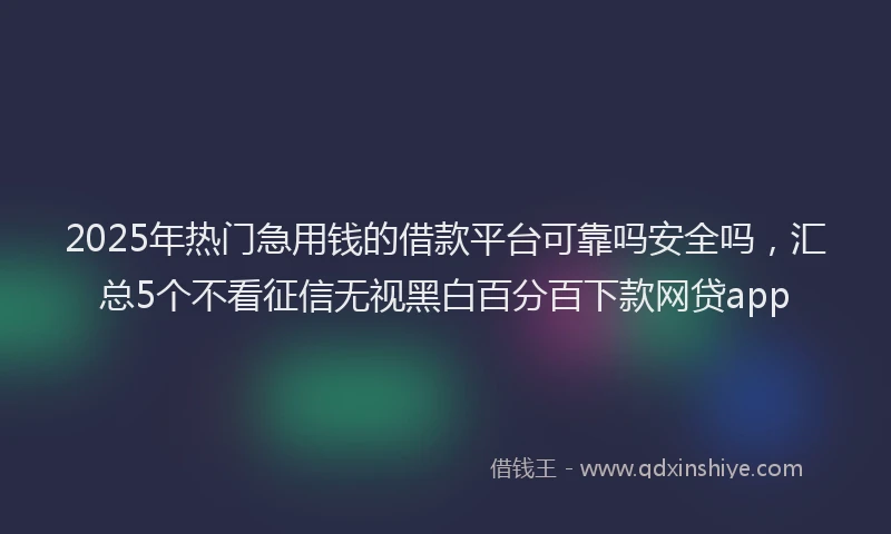 2025年热门急用钱的借款平台可靠吗安全吗，汇总5个不看征信无视黑白百分百下款网贷app