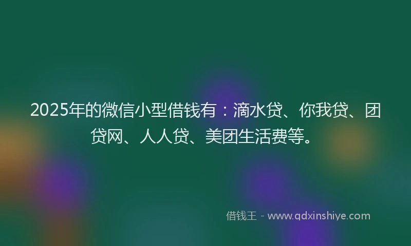 2025年的微信小型借钱有：滴水贷、你我贷、团贷网、人人贷、美团生活费等。