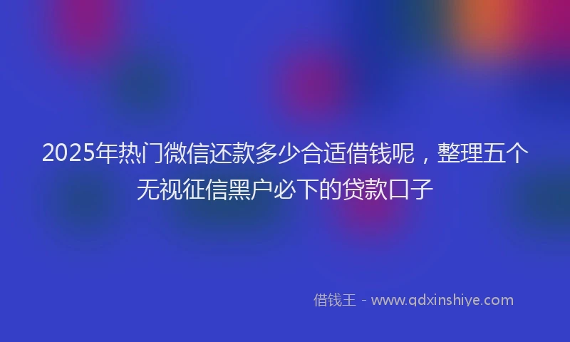 2025年热门微信还款多少合适借钱呢，整理五个无视征信黑户必下的贷款口子