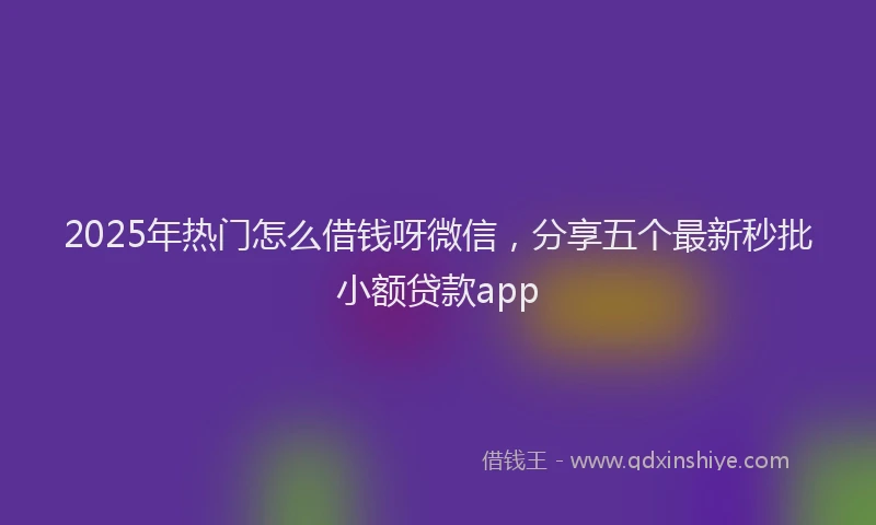 2025年热门怎么借钱呀微信，分享五个最新秒批小额贷款app