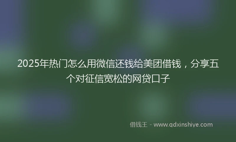 2025年热门怎么用微信还钱给美团借钱，分享五个对征信宽松的网贷口子