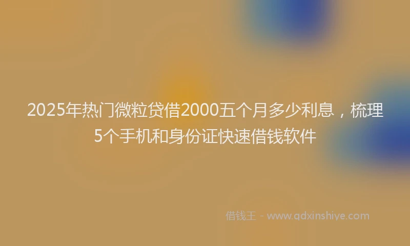 2025年热门微粒贷借2000五个月多少利息，梳理5个手机和身份证快速借钱软件