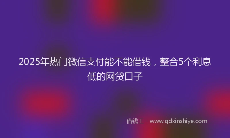 2025年热门微信支付能不能借钱，整合5个利息低的网贷口子