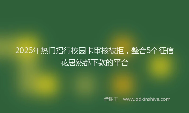 2025年热门招行校园卡审核被拒，整合5个征信花居然都下款的平台