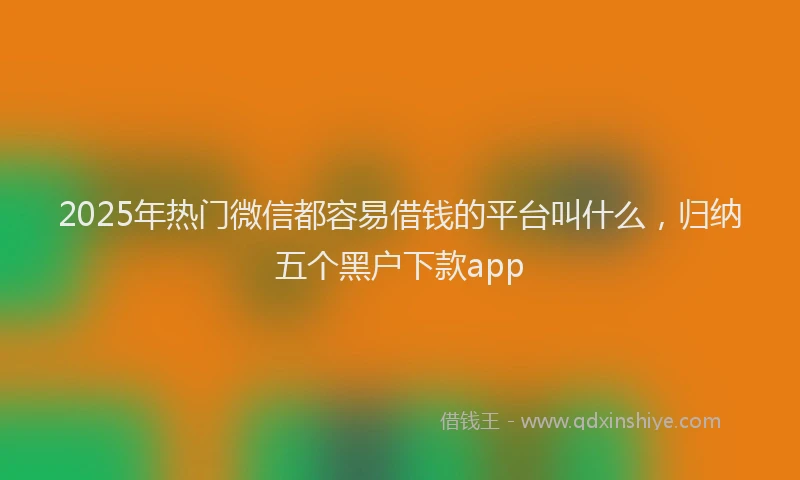2025年热门微信都容易借钱的平台叫什么，归纳五个黑户下款app