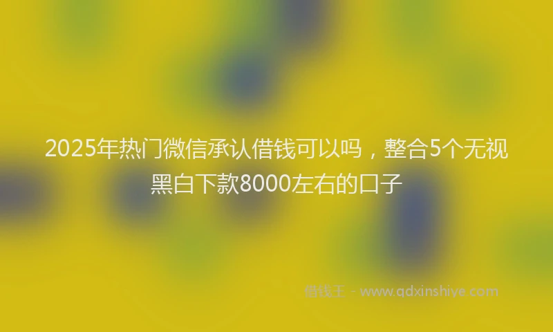 2025年热门微信承认借钱可以吗，整合5个无视黑白下款8000左右的口子